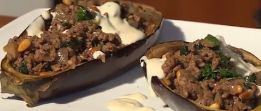 Eggplant Stuffed with Spicy Beef